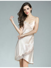 women's breathable silk lace spaghetti - strap nightgown