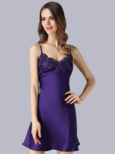 Comfortable Lace Strap Silk Nightgown in purple