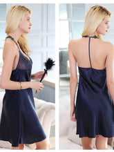 Profile of Women's Chic Spaghetti - Strap Lace Silk Nightgown