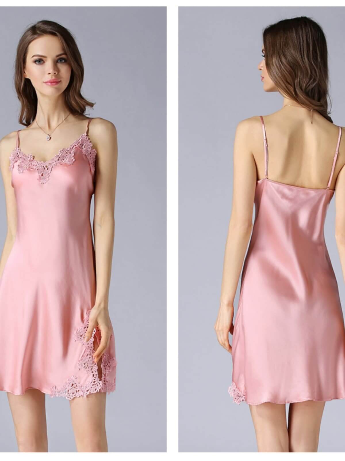 Breathable Lace Strap Silk Nightdress