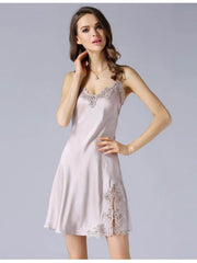 Breathable Lace Strap Silk Nightdress
