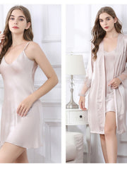 Skin - Friendly Lace Two - piece Set Silk Nightgown