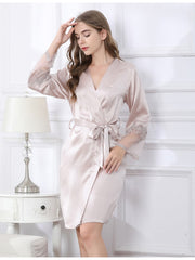 Skin - Friendly Lace Two - piece Set Silk Nightgown