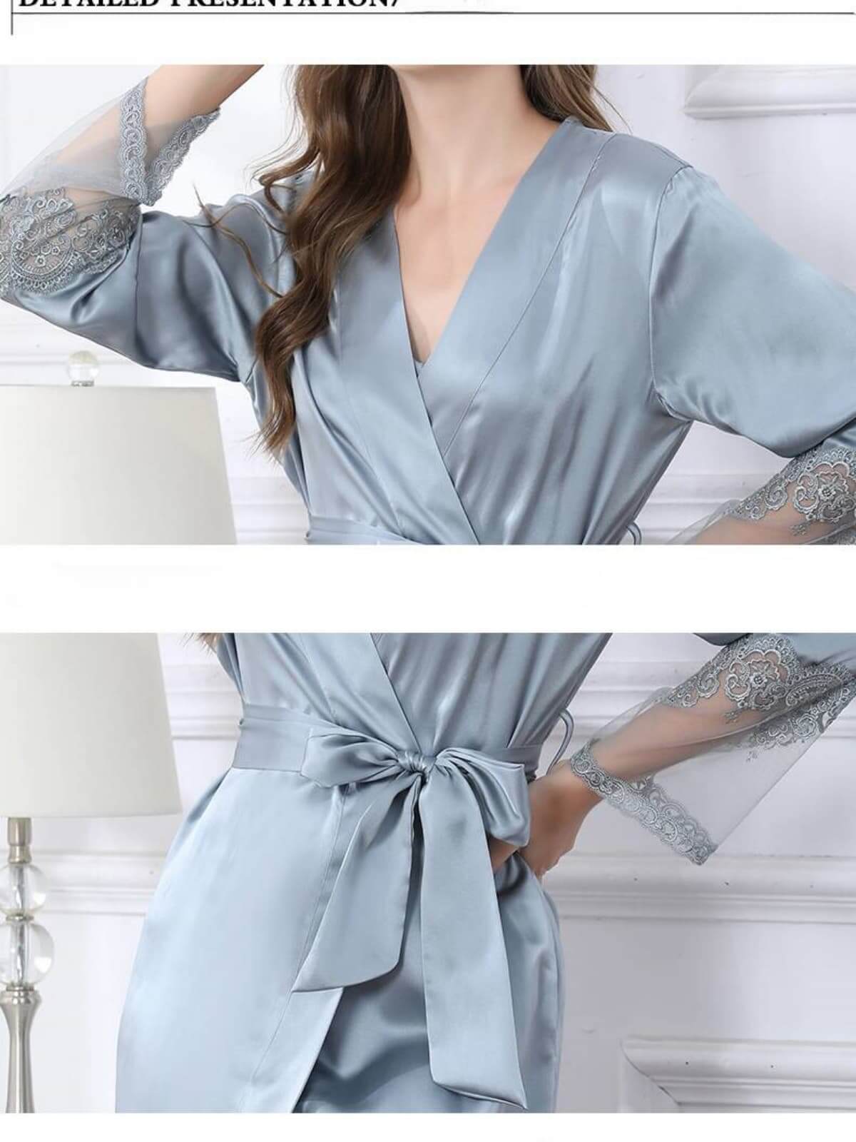 Skin - Friendly Lace Two - piece Set Silk Nightgown