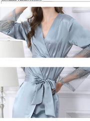 Skin - Friendly Lace Two - piece Set Silk Nightgown