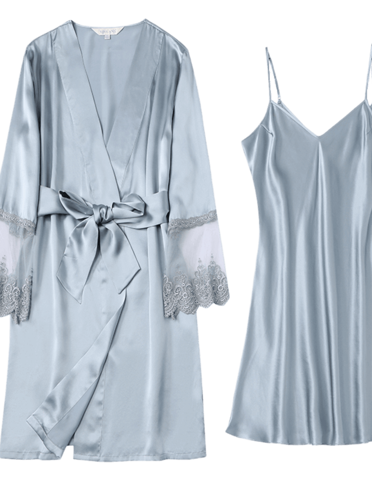 Profile of Skin - Friendly Lace Two - piece Set Silk Nightgown