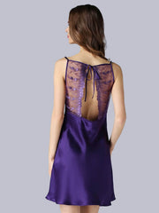 Back view of Comfortable Lace Strap Silk Nightgown