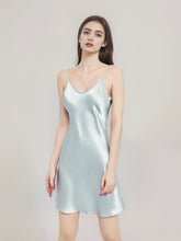 Model wearing Mulberry Silk Nightgown With Spaghetti Straps