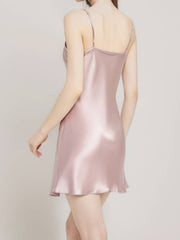 Back view of Mulberry Silk Nightgown With Spaghetti Straps