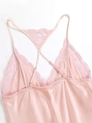 Straps of Elegant Silk Nightdress With Adjustable Spaghetti Straps