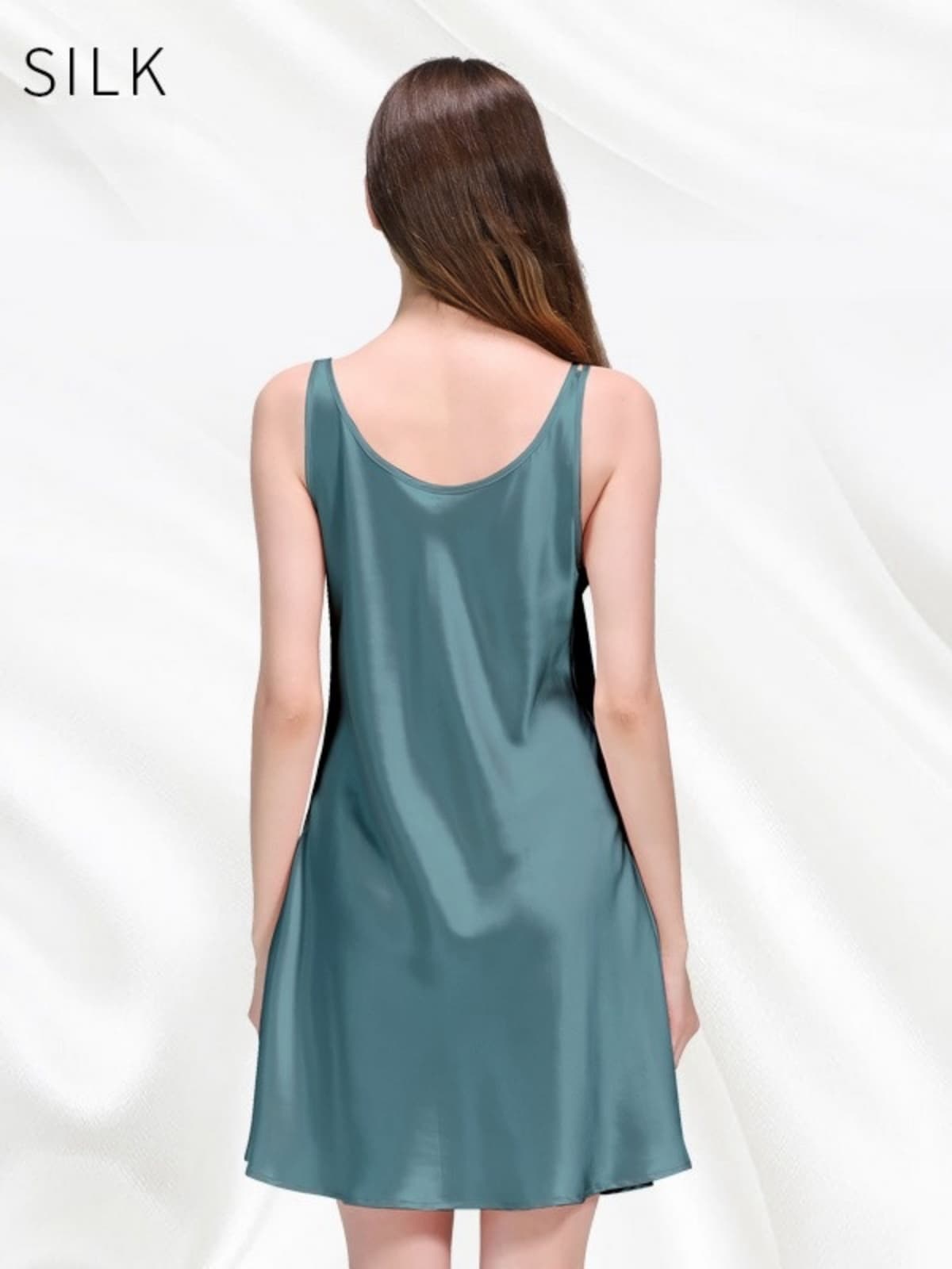 Back view of Pure Silk Slip Nightgown for Women