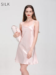 Pure Silk Slip Nightgown for Women in pink