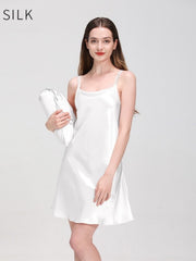 Pure Silk Slip Nightgown for Women in white