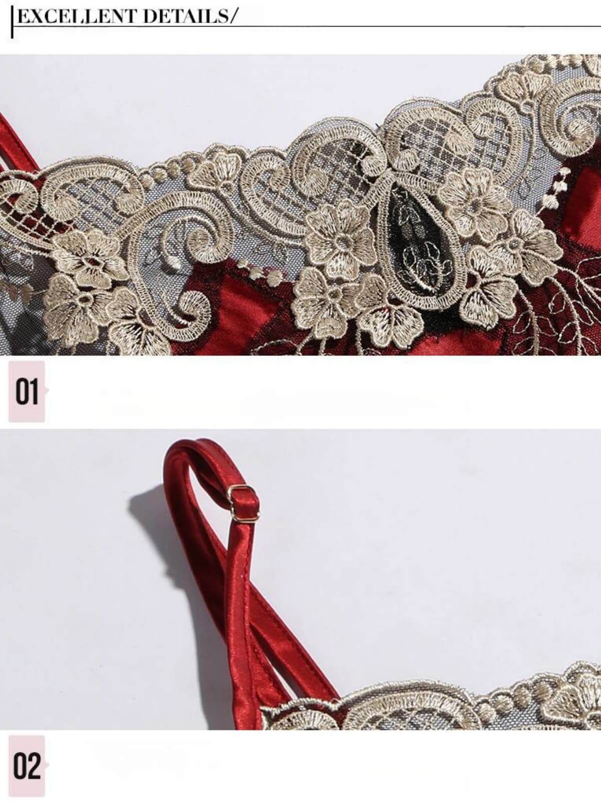 Neckline of Women's Maxi Lace Silk Nightgown