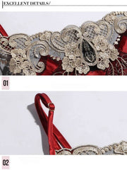 Neckline of Women's Maxi Lace Silk Nightgown