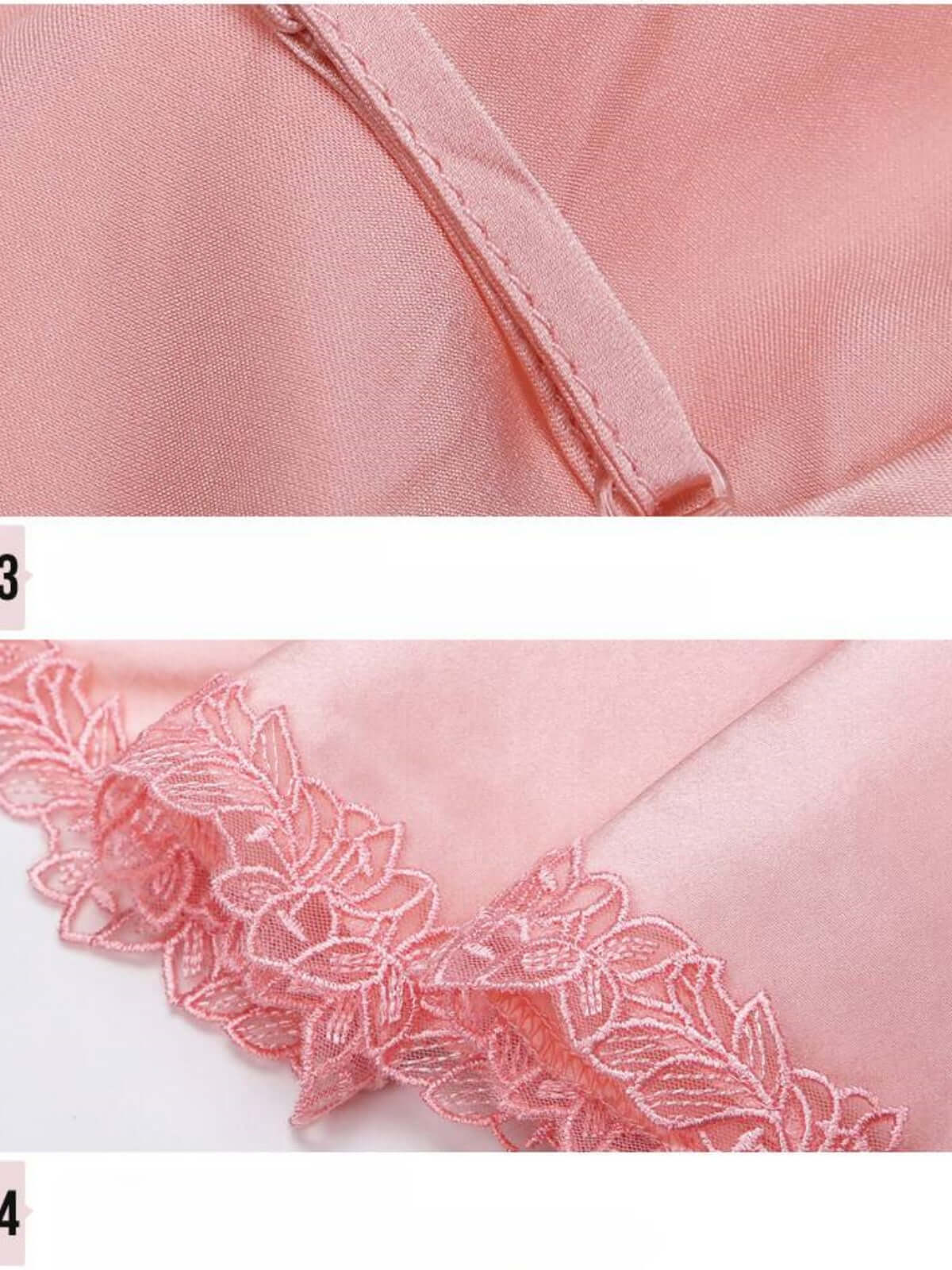 Details of Women's Soft Lace Spaghetti - Strap Silk Nightgown