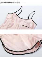 Details of Women's Spaghetti - Strap Silk Pajamas Set
