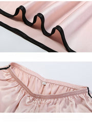 Waistline of Women's Spaghetti - Strap Silk Pajamas Set