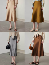 Multicolor A - line Midi Silk Skirt with multi colors