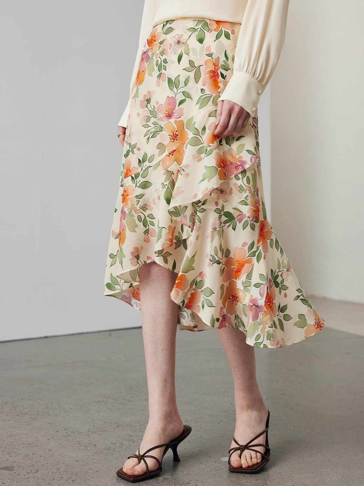 Women's Breathable Floral Silk Skirt