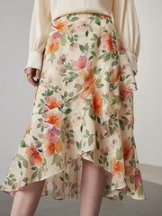Women's Breathable Floral Silk Skirt