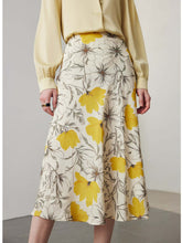 Summer A-line Floral Silk Skirt