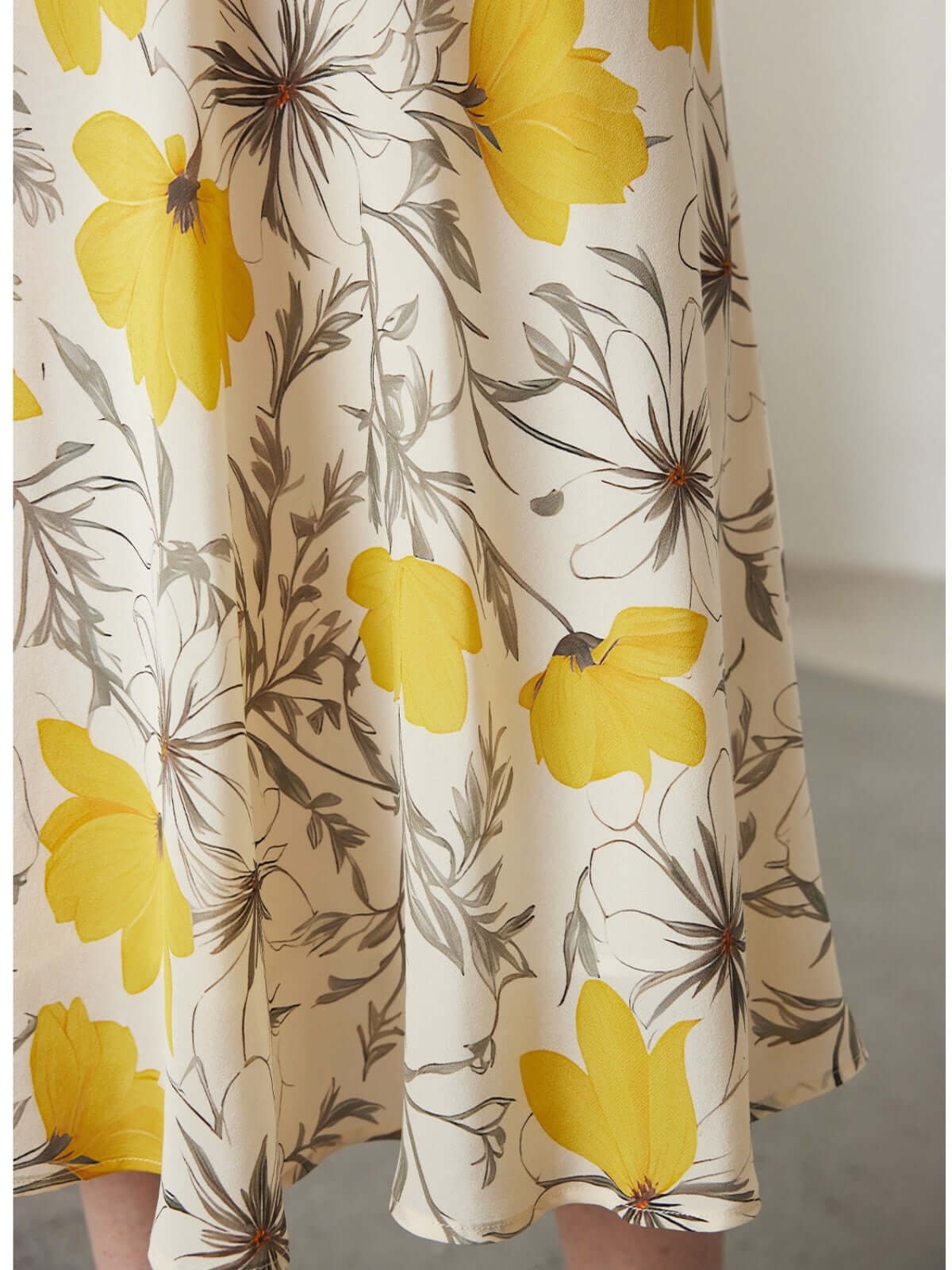 Close-up of Summer A - line Floral Silk Skirt