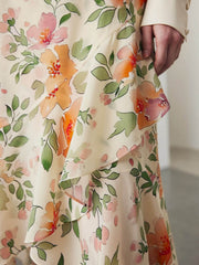 Close-up ofWomen's Breathable Floral Silk Skirt