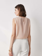Back view of Women's Lace Pullover Silk Tank Top in pink