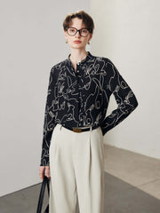 Chic Rabbit Pattern Silk Blouse