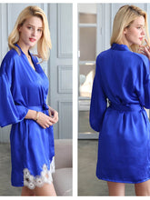 Strap Lace Silk Pajamas Nightgown Three - piece Set