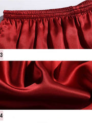 Waistline of Strap Lace Silk Pajamas Nightgown Three - piece Set