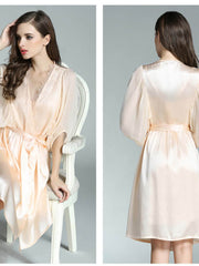 Ribbon Lace Silk Nightgown & Robe Set for Cozy Night Comfort