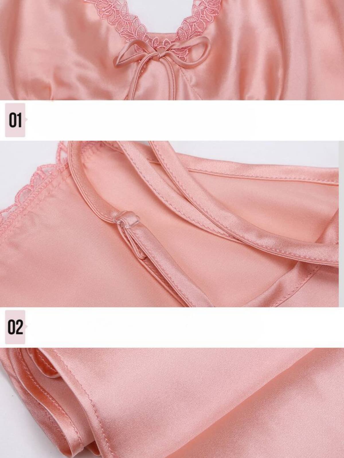 Ribbon Lace Silk Nightgown & Robe Set for Cozy Night Comfort