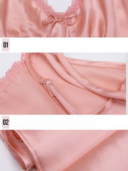Ribbon Lace Silk Nightgown & Robe Set for Cozy Night Comfort