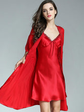 Ribbon Lace Silk Nightgown & Robe Set for Cozy Night Comfort