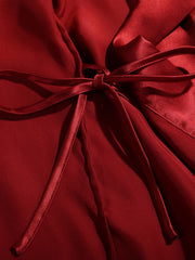 Waist details of Strap Lace Silk Pajamas Nightgown Three - piece Set