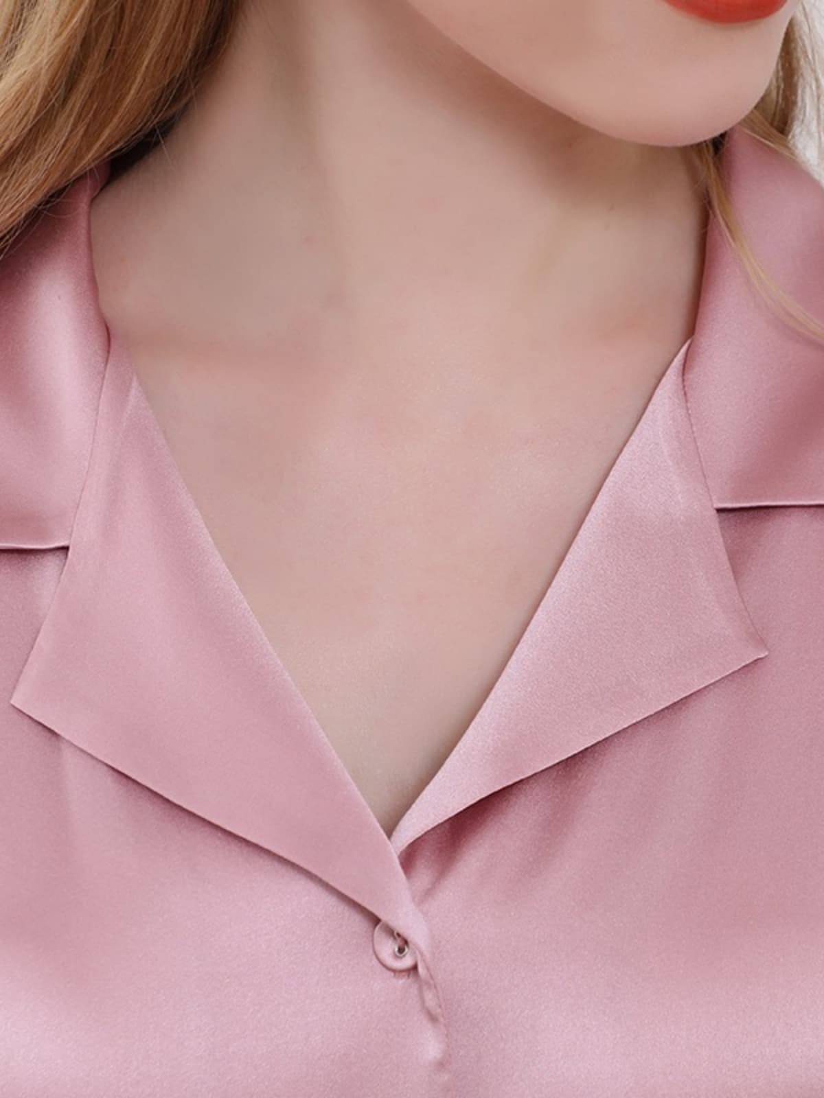 Collar of Lace Mulberry Silk Pajamas Set Women Nightwear