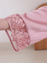 Cuff of Lace Mulberry Silk Pajamas Set Women Nightwear