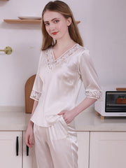 Profile of Women's Short - Sleeved Silk Pajamas Set