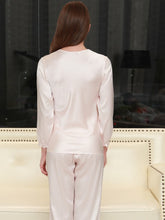 Back view of Women's Lace Silk Pajamas Set Luxurious Nightwear