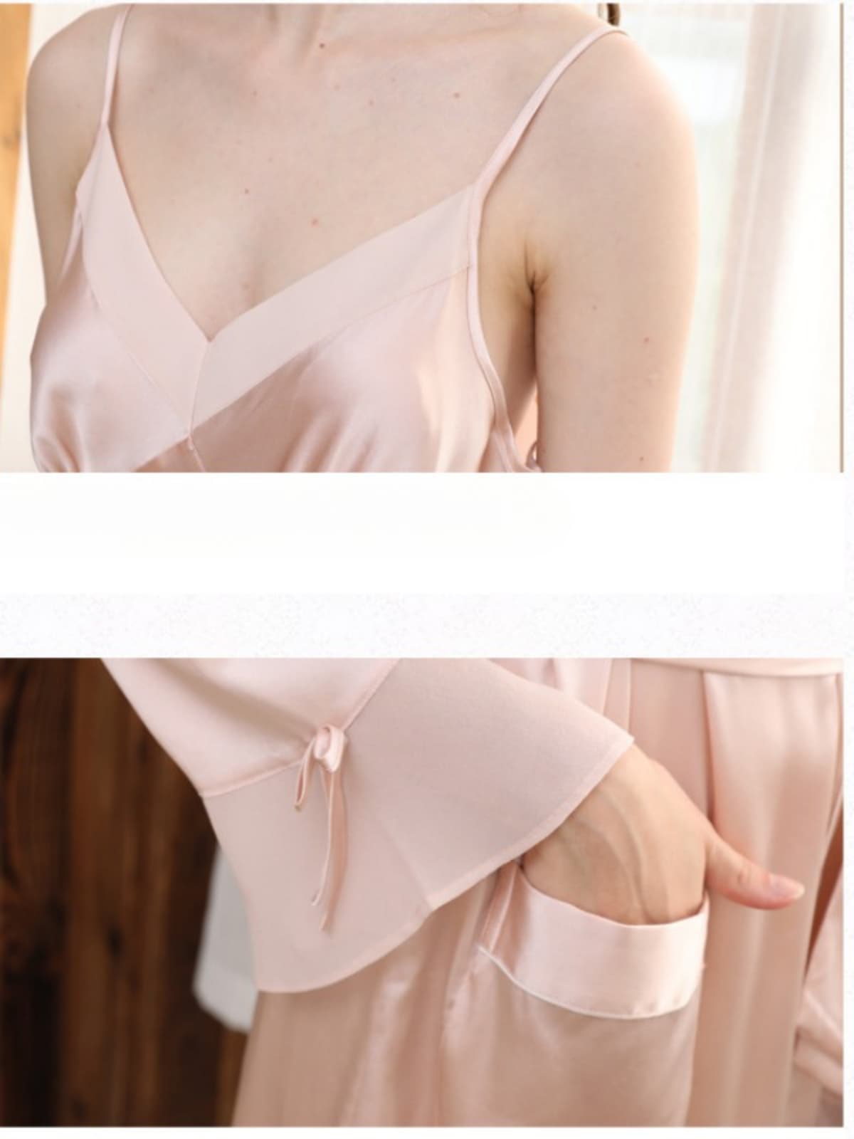 Close-up of Ladies' Silk Nightgown Set Elegant