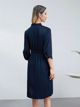 Back view of French Chic V - Neck Mulberry Silk Dress