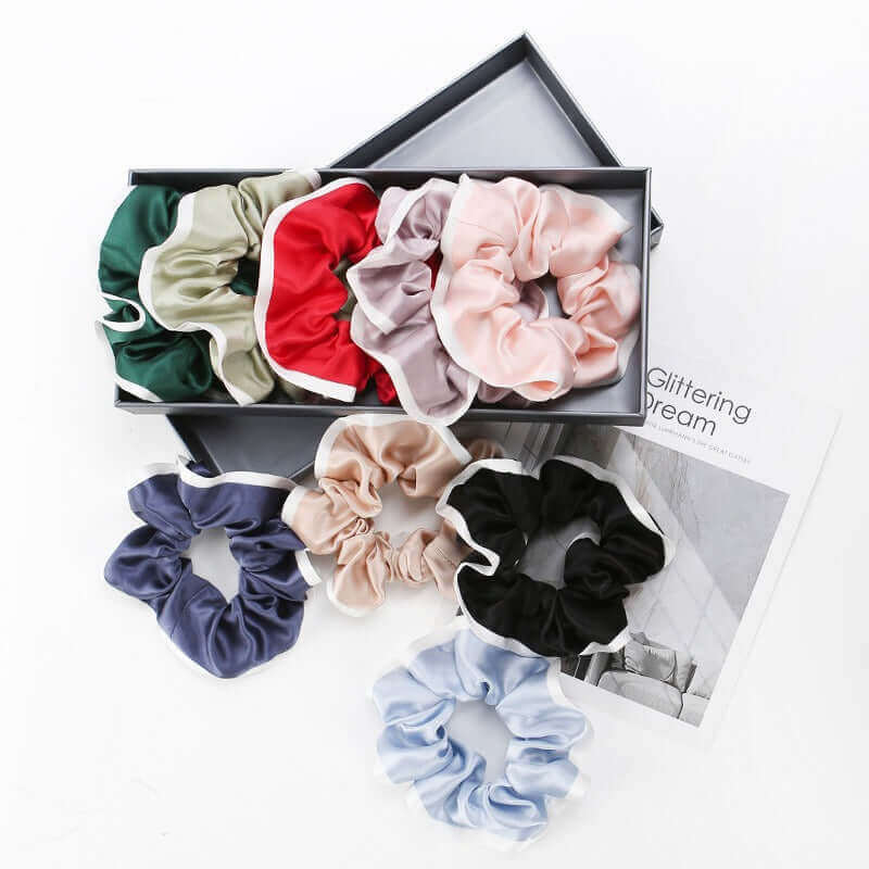 White-trimmed Silk Scrunchy