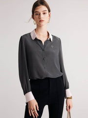 Front view of Polka Dots Women's Silk Blouse