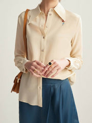 Front view of Embroidered Silk Blouse for everyday casualwear
