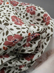 Close-up of Floral Silk Blouse with Bowknot