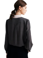 Back view of Polka Dots Women's Silk Blouse