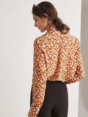 Back view of Heart Printed Pure Silk Blouse