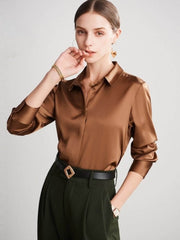 Front view of Trendy Women's Mulberry Silk Blouse